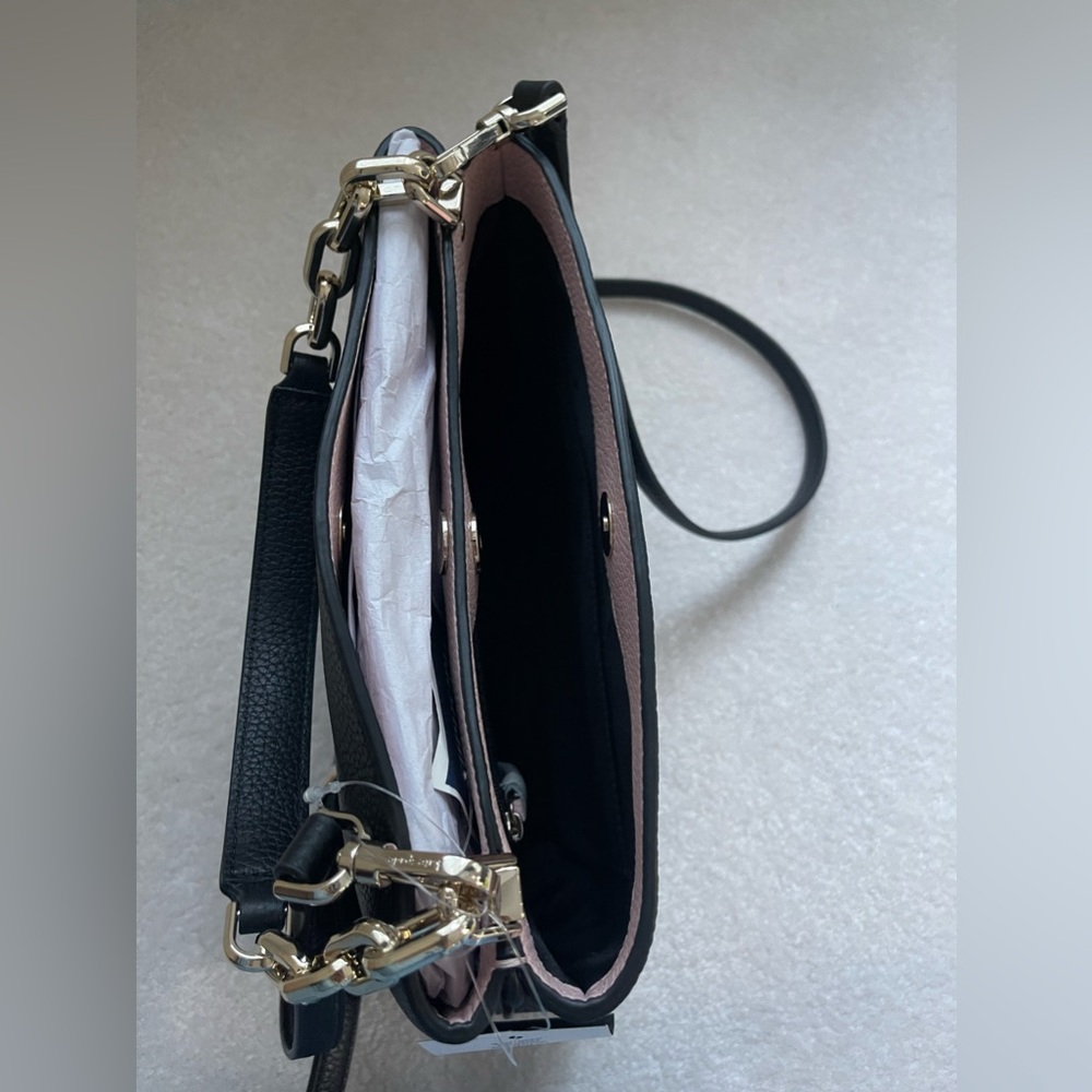 Kate Spade Aubrey Chain Top Handel Black Pebbled Leather Satchel - Picture 7 of 10